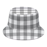 Grey And White Gingham Pattern Print Bucket Hat