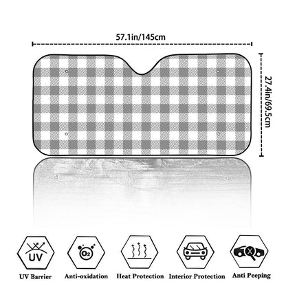Grey And White Gingham Pattern Print Car Windshield Sun Shade