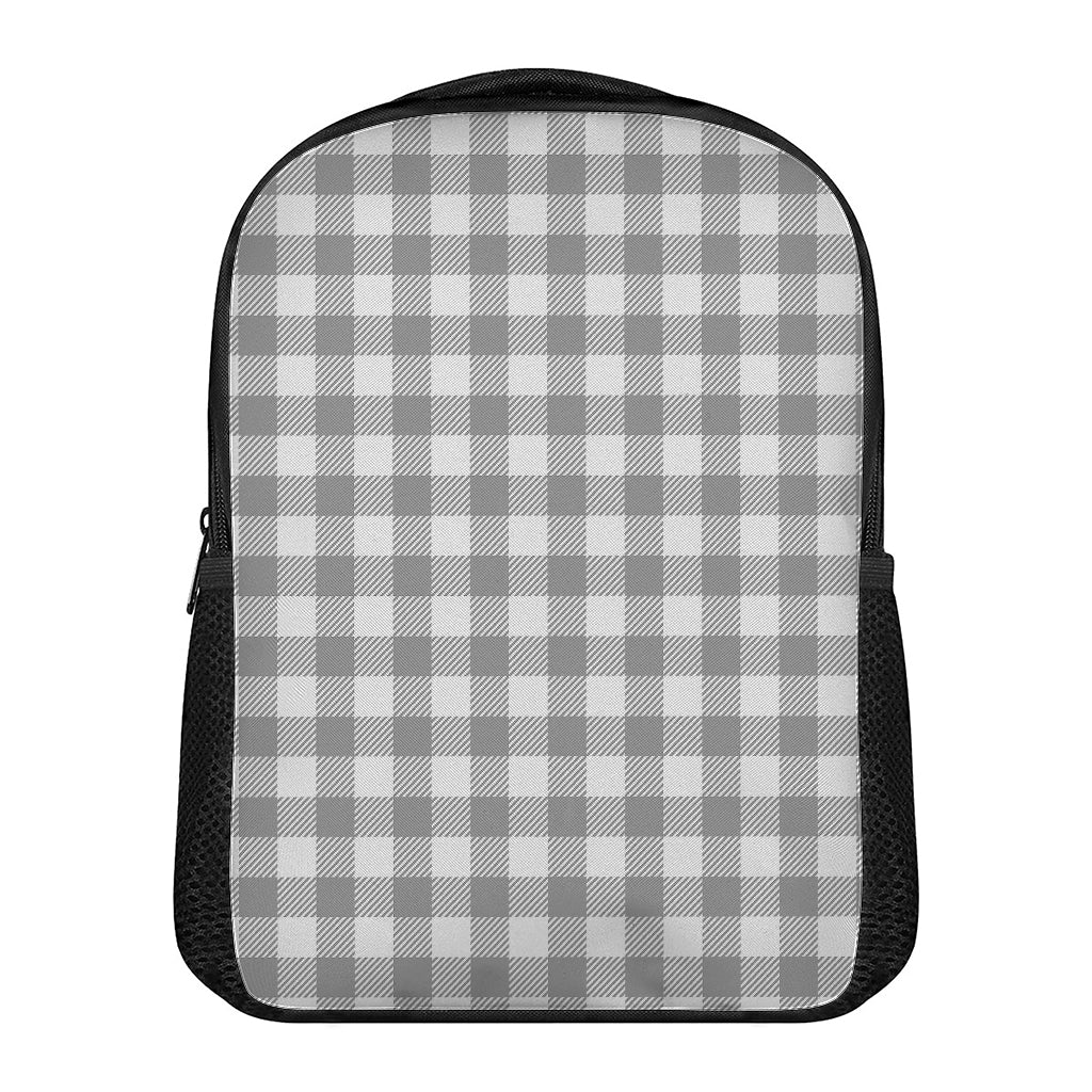 Grey And White Gingham Pattern Print Casual Backpack