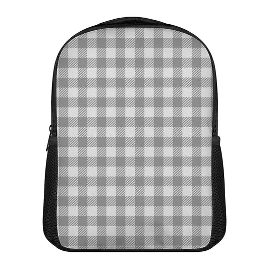Grey And White Gingham Pattern Print Casual Backpack