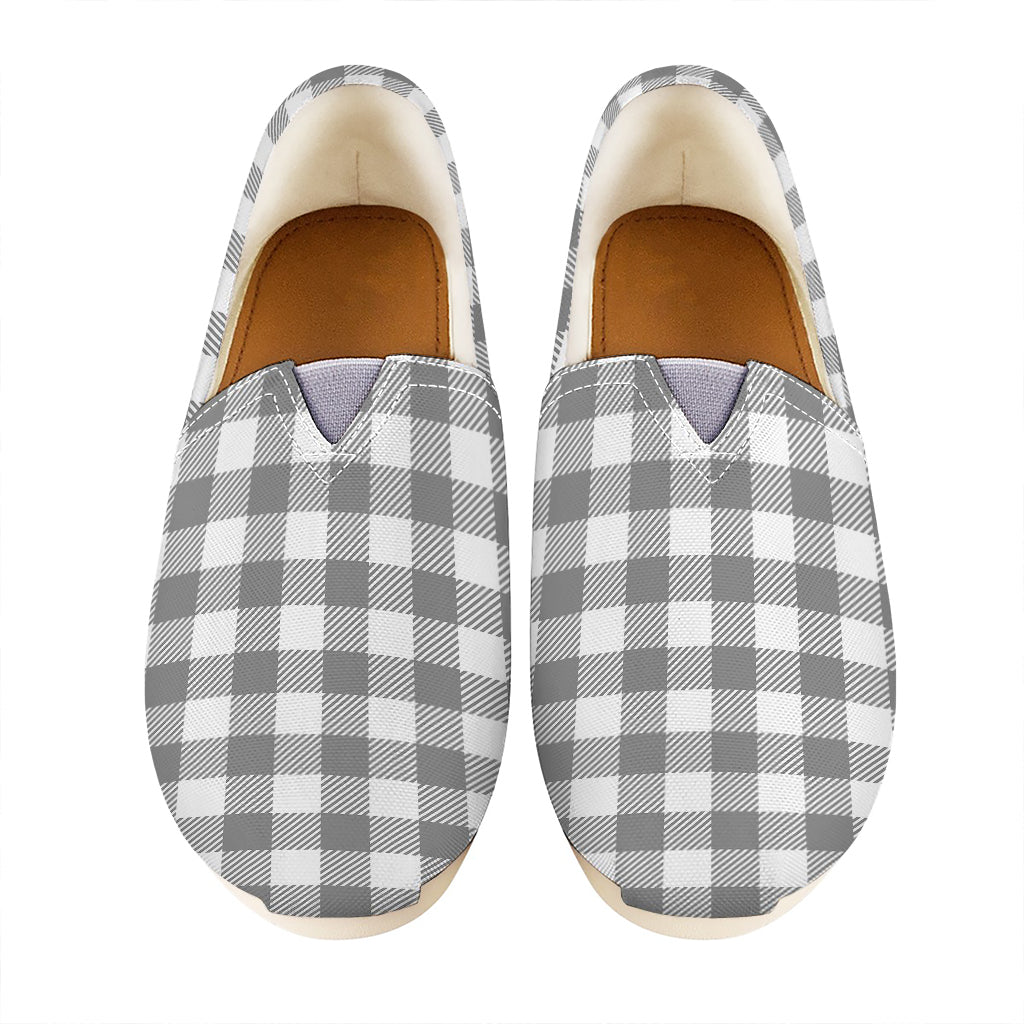 Grey And White Gingham Pattern Print Casual Shoes