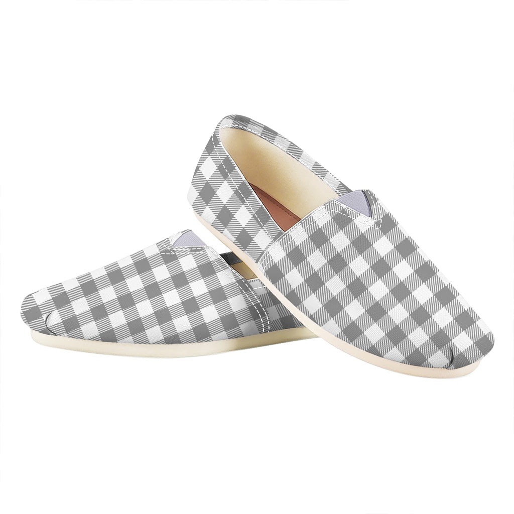 Grey And White Gingham Pattern Print Casual Shoes