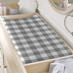 Grey And White Gingham Pattern Print Changing Pad Cover