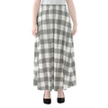 Grey And White Gingham Pattern Print Chiffon Maxi Skirt