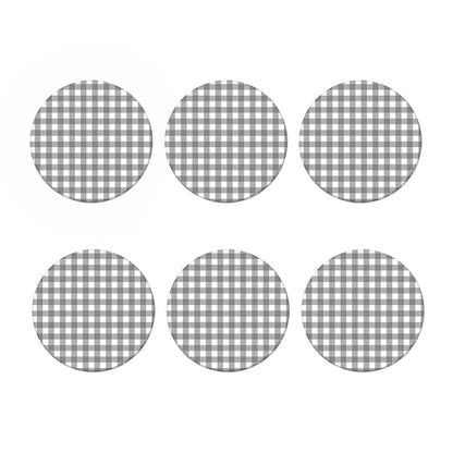 Grey And White Gingham Pattern Print Coaster Set