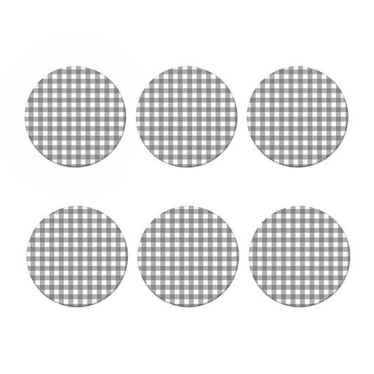 Grey And White Gingham Pattern Print Coaster Set