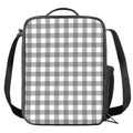 Grey And White Gingham Pattern Print Crossbody Lunch Bag
