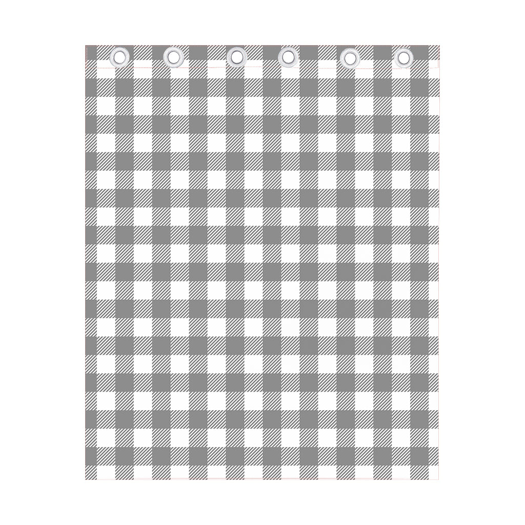 Grey And White Gingham Pattern Print Curtain
