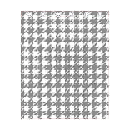 Grey And White Gingham Pattern Print Curtain