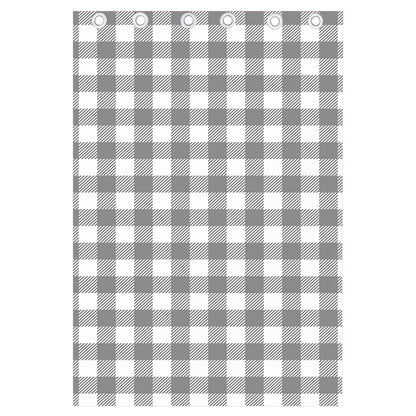Grey And White Gingham Pattern Print Curtain