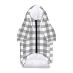Grey And White Gingham Pattern Print Dog Zip Up Hoodie