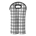 Grey And White Gingham Pattern Print Double Neoprene Wine Tote