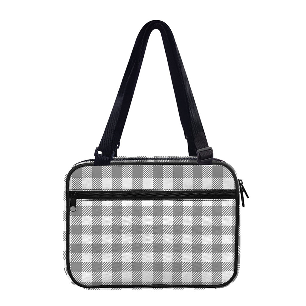 Grey And White Gingham Pattern Print Double Strap Bible Bag