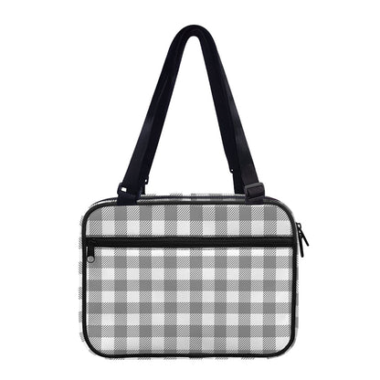 Grey And White Gingham Pattern Print Double Strap Bible Bag