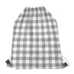 Grey And White Gingham Pattern Print Drawstring Bag