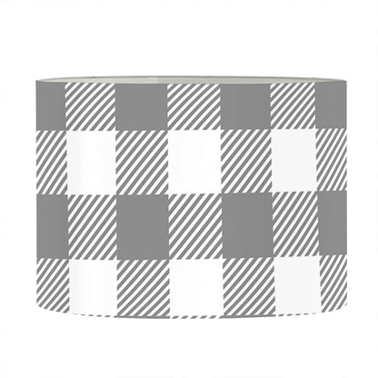 Grey And White Gingham Pattern Print Drum Lamp Shade