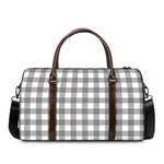Grey And White Gingham Pattern Print Duffle Bag