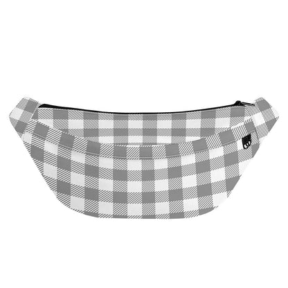 Grey And White Gingham Pattern Print Fanny Pack