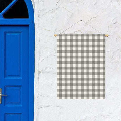 Grey And White Gingham Pattern Print Garden Flag