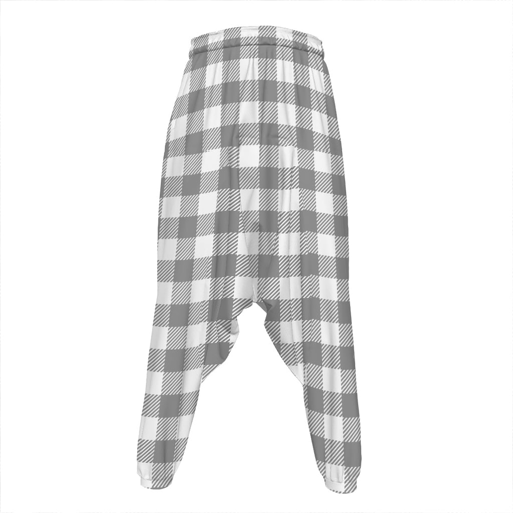 Grey And White Gingham Pattern Print Hammer Pants