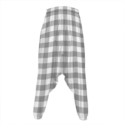Grey And White Gingham Pattern Print Hammer Pants