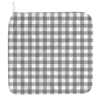Grey And White Gingham Pattern Print Hand Towel
