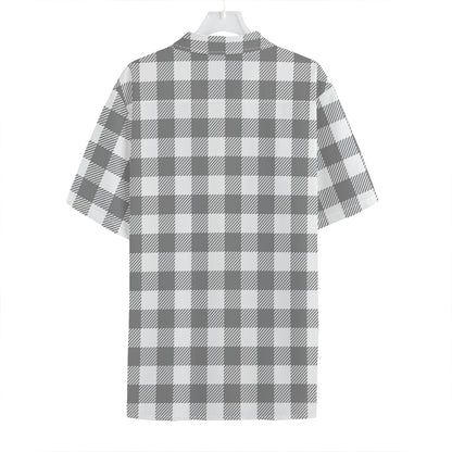 Grey And White Gingham Pattern Print Hawaiian Shirt