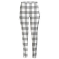 Grey And White Gingham Pattern Print High-Waisted Pocket Leggings