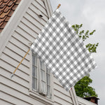 Grey And White Gingham Pattern Print House Flag