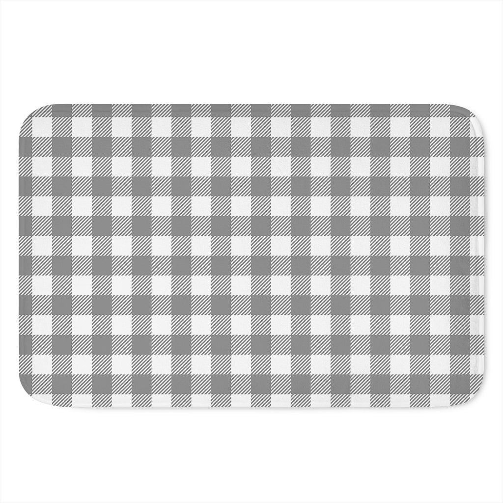 Grey And White Gingham Pattern Print Indoor Door Mat