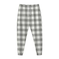 Grey And White Gingham Pattern Print Jogger Pants