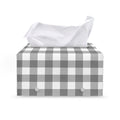 Grey And White Gingham Pattern Print Leather Tissue Box Cover