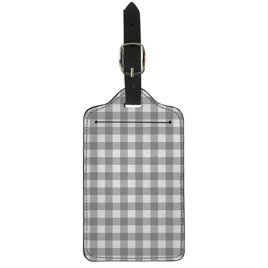 Grey And White Gingham Pattern Print Luggage Tag