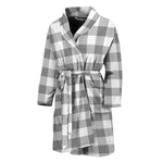 Grey And White Gingham Pattern Print Men's Bathrobe