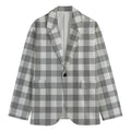Grey And White Gingham Pattern Print Men's Blazer