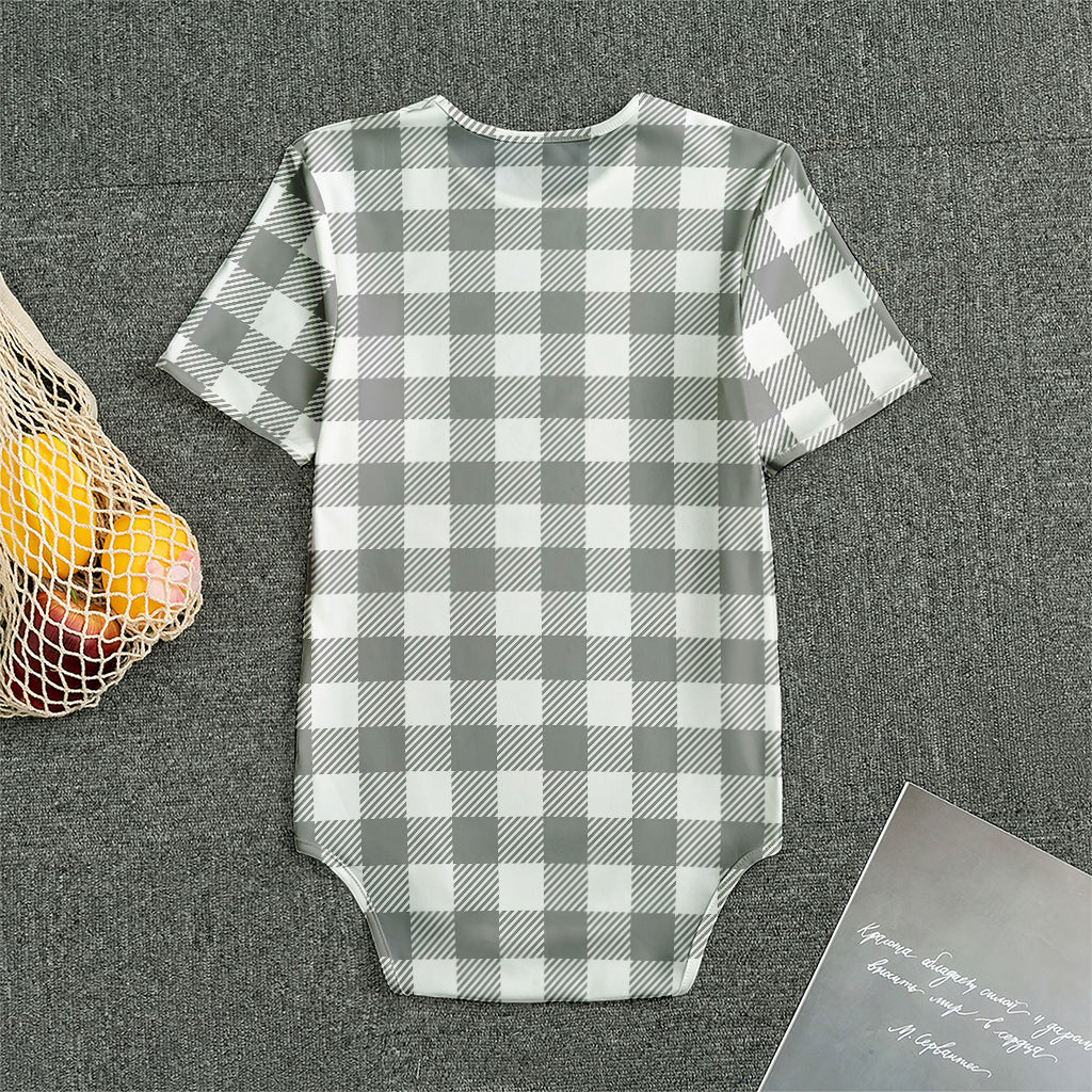Grey And White Gingham Pattern Print Men's Bodysuit