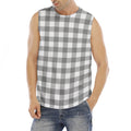 Grey And White Gingham Pattern Print Men's Fitness Tank Top