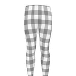Grey And White Gingham Pattern Print Men's leggings