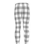 Grey And White Gingham Pattern Print Men's leggings