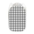 Grey And White Gingham Pattern Print Mesh Laundry Hamper