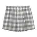 Grey And White Gingham Pattern Print Mesh Shorts