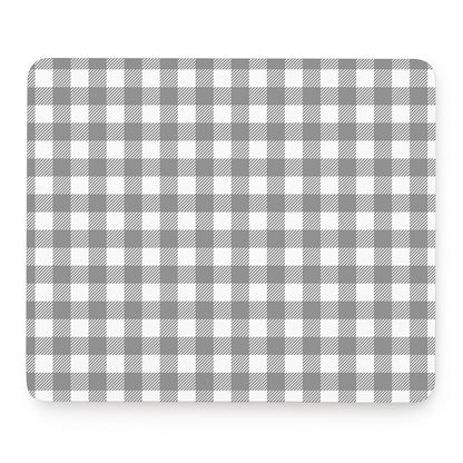 Grey And White Gingham Pattern Print Mouse Pad