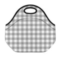 Grey And White Gingham Pattern Print Neoprene Lunch Bag