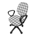Grey And White Gingham Pattern Print Office Chair Cover