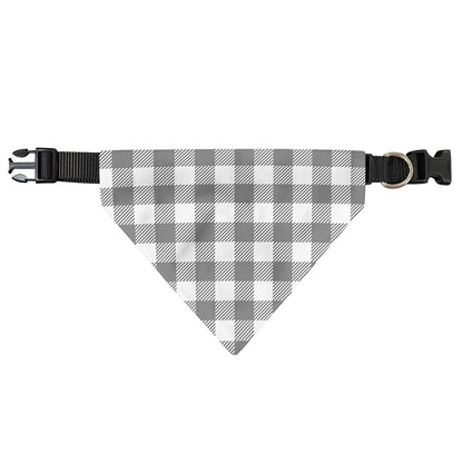Grey And White Gingham Pattern Print Over The Collar Dog Bandana