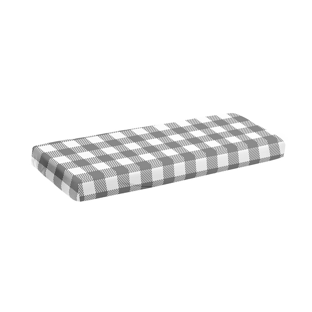 Grey And White Gingham Pattern Print Piano Keyboard Cover