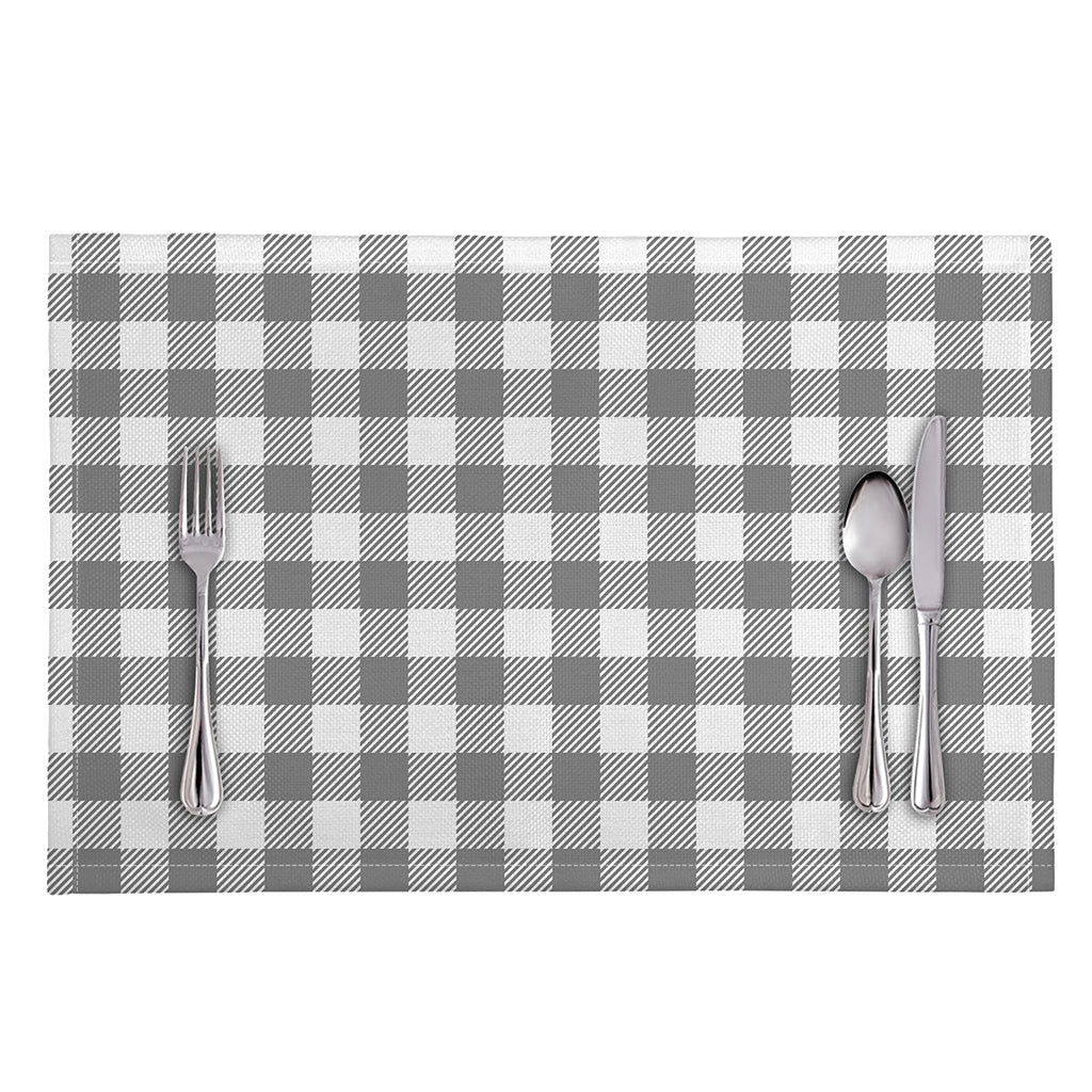 Grey And White Gingham Pattern Print Placemat