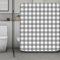 Grey And White Gingham Pattern Print Polyester Shower Curtain
