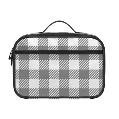 Grey And White Gingham Pattern Print Portable Lunch Bag