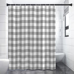Grey And White Gingham Pattern Print Premium Shower Curtain